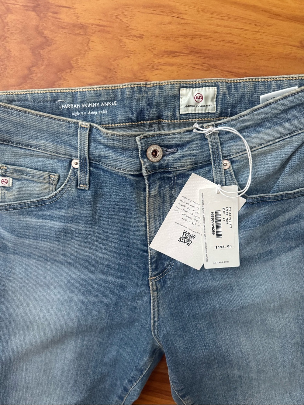 👖NWT Ag Adriano Goldschmied Farrah Mid-Rise Skinny Ankle Jeans Size 27